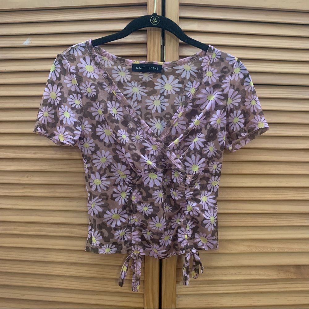 Floral sheer fitted top size small